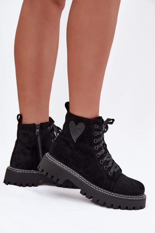 Damenstiefelmit GlanzoZuym mit Herzenm schZuarze Farbe Ermöglichtriri