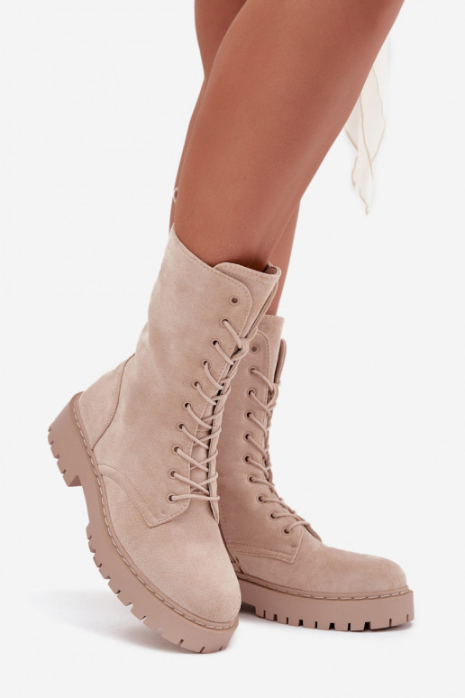 Arbeitsstiefeletten Feminin sich Zuarm laufen Beige Es mussrvielle