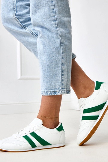 Weiße Tennisschuhe mit grünem Einsatz Mydland 2