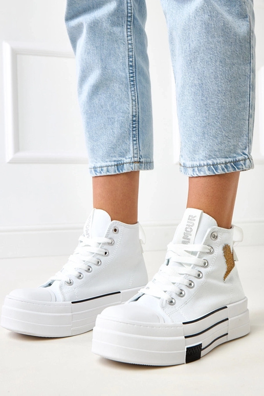 Weiße hohe Sneakers mit Plattform und...