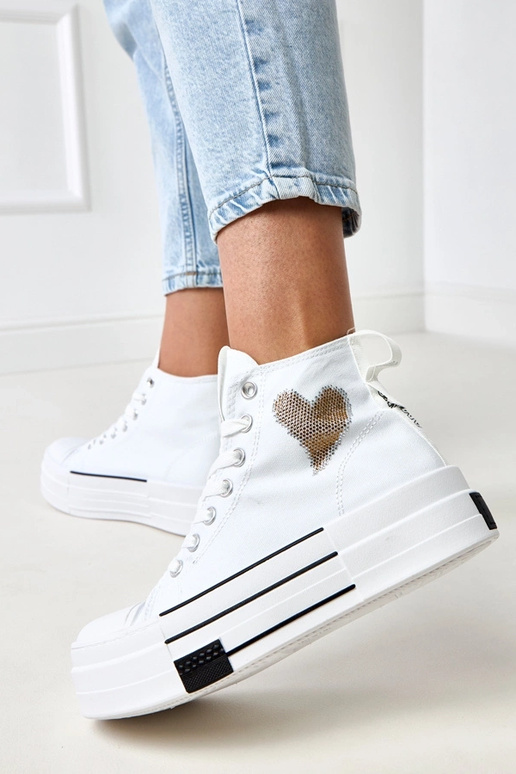 Weiße hohe Sneakers mit Plattform und...