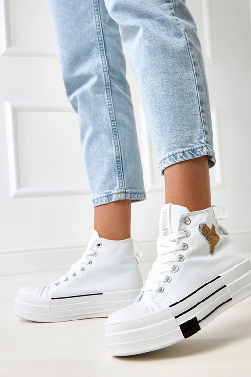 Weiße hohe Sneakers mit Plattform und...