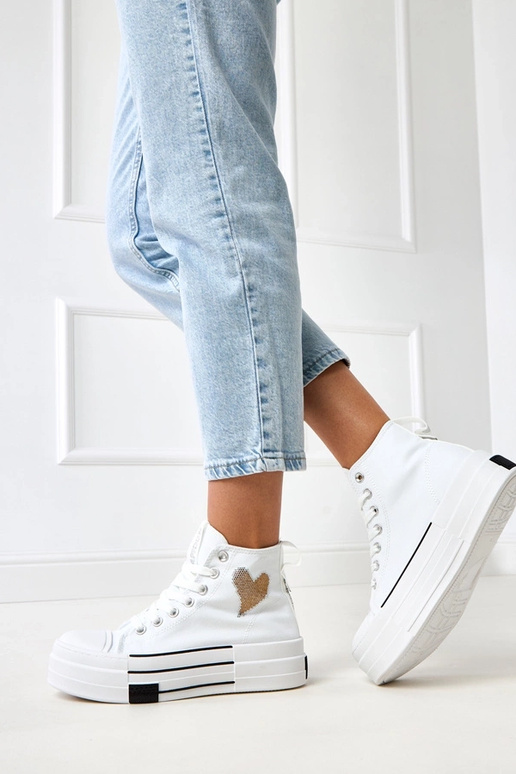 Weiße hohe Sneakers mit Plattform und...
