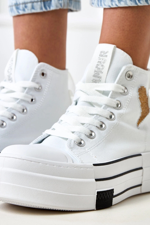 Weiße hohe Sneakers mit Plattform und...
