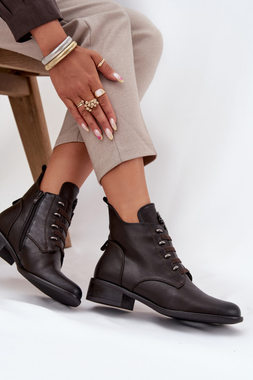 Niedrig Stiefel sich Zuarm laufen Zum Schloss mit Ornamenten braune Farbe Nevalia Niedrig Stiefel sich Zuarm laufen Zum Schloss mit Ornamenten braune Farbe Nevalia