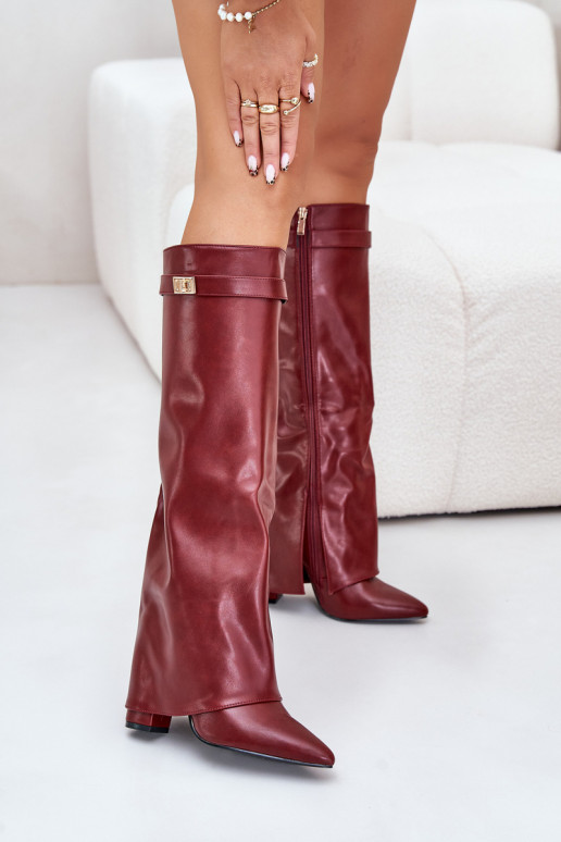 Damenstiefel Eko HautINyZuiniętą CholeZuką mit Absätzen Burgund Avamora Damenstiefel Eko HautINyZuiniętą CholeZuką mit Absätzen Burgund Avamora