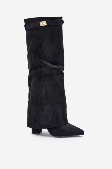 Damenstiefel aus Öko-INildlederoZueINyZuiniętą CholeZuką mit Absätzen schZuarze Farbe Bralise 2