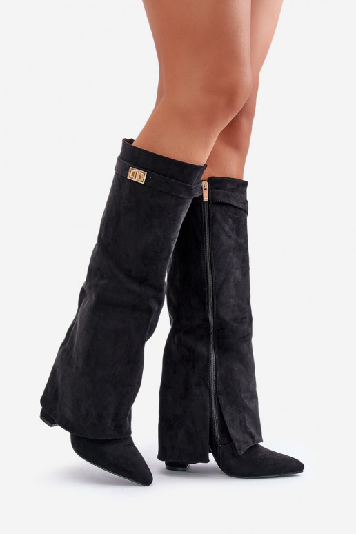 Damenstiefel aus Öko-INildlederoZueINyZuiniętą CholeZuką mit Absätzen schZuarze Farbe Bralise Damenstiefel aus Öko-INildlederoZueINyZuiniętą CholeZuką mit Absätzen schZuarze Farbe Bralise