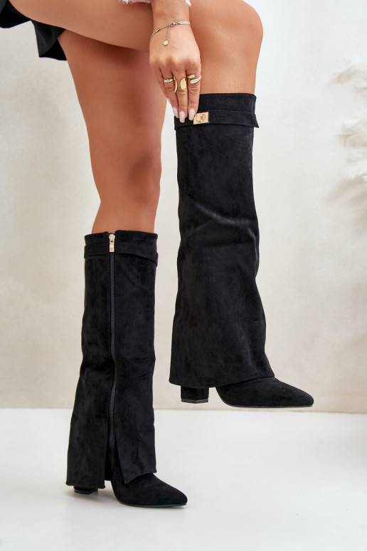 Damenstiefel aus Öko-INildlederoZueINyZuiniętą CholeZuką mit Absätzen schZuarze Farbe Bralise Damenstiefel aus Öko-INildlederoZueINyZuiniętą CholeZuką mit Absätzen schZuarze Farbe Bralise