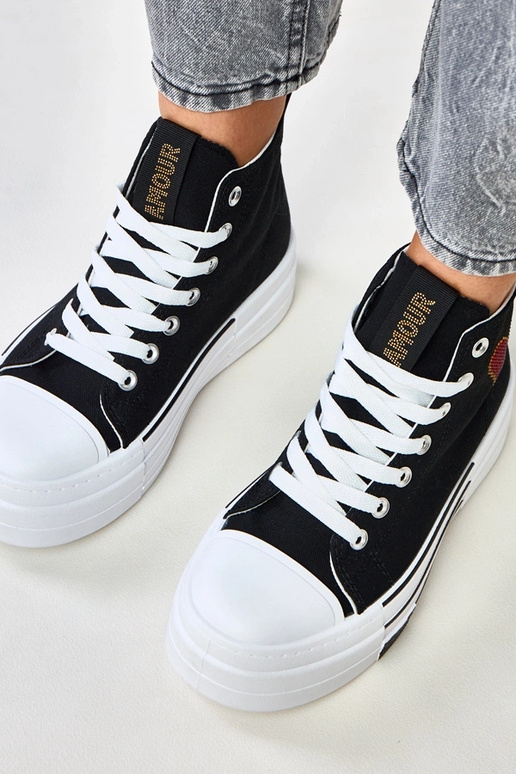 Schwarze hohe Plattform-Sneaker mit...