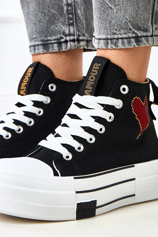 Schwarze hohe Plattform-Sneaker mit...