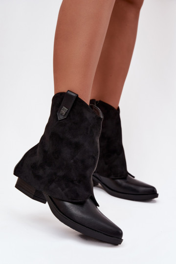 Warme Cowboy-Stiefeletten mit Absatz in Schwarz Sylvette 2