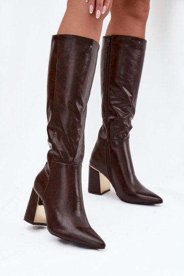 Damenstiefel mit Absätzen Ze goldene Farbem Element CzekoladoZue Alessine 2