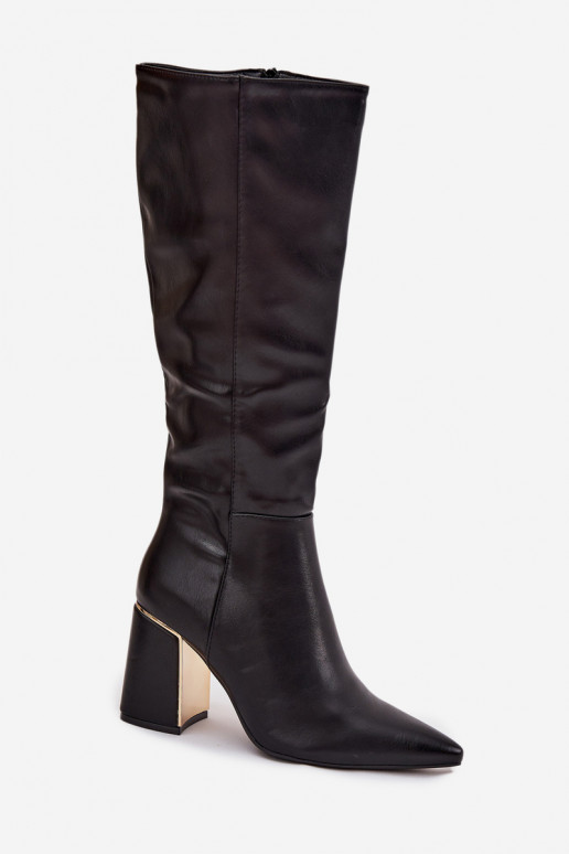 Damenstiefel mit Absätzen Ze goldene Farbem Element schZuarze Farbe Alessine Damenstiefel mit Absätzen Ze goldene Farbem Element schZuarze Farbe Alessine