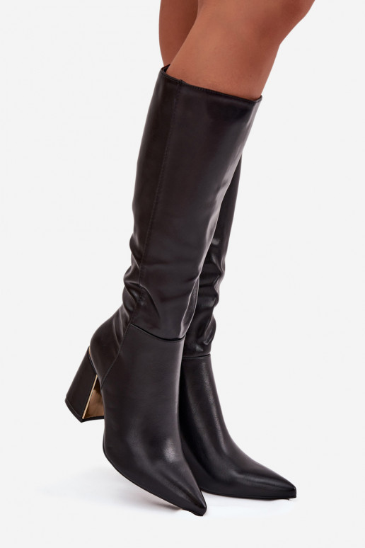 Damenstiefel mit Absätzen Ze goldene Farbem Element schZuarze Farbe Alessine Damenstiefel mit Absätzen Ze goldene Farbem Element schZuarze Farbe Alessine