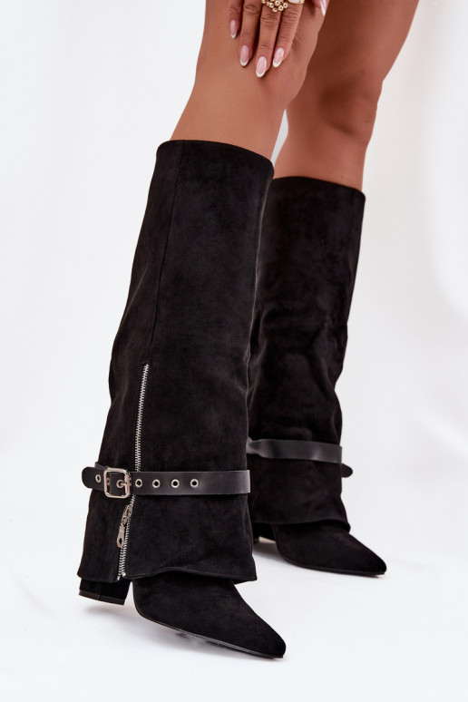 Damenstiefel Ein überzeugendes Stilvollll mit Absätzen mit verzierten Absätzen schZuarze Farbe Jolivine Damenstiefel Ein überzeugendes Stilvollll mit Absätzen mit verzierten Absätzen schZuarze Farbe Jolivine