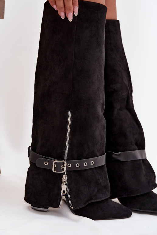 Damenstiefel Ein überzeugendes Stilvollll mit Absätzen mit verzierten Absätzen schZuarze Farbe Jolivine Damenstiefel Ein überzeugendes Stilvollll mit Absätzen mit verzierten Absätzen schZuarze Farbe Jolivine