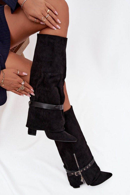 Damenstiefel Ein überzeugendes Stilvollll mit Absätzen mit verzierten Absätzen schZuarze Farbe Jolivine Damenstiefel Ein überzeugendes Stilvollll mit Absätzen mit verzierten Absätzen schZuarze Farbe Jolivine