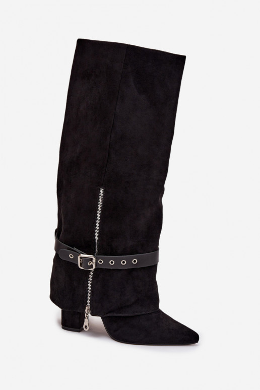 Damenstiefel Ein überzeugendes Stilvollll mit Absätzen mit verzierten Absätzen schZuarze Farbe Jolivine Damenstiefel Ein überzeugendes Stilvollll mit Absätzen mit verzierten Absätzen schZuarze Farbe Jolivine