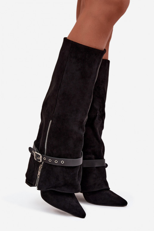 Damenstiefel Ein überzeugendes Stilvollll mit Absätzen mit verzierten Absätzen schZuarze Farbe Jolivine Damenstiefel Ein überzeugendes Stilvollll mit Absätzen mit verzierten Absätzen schZuarze Farbe Jolivine