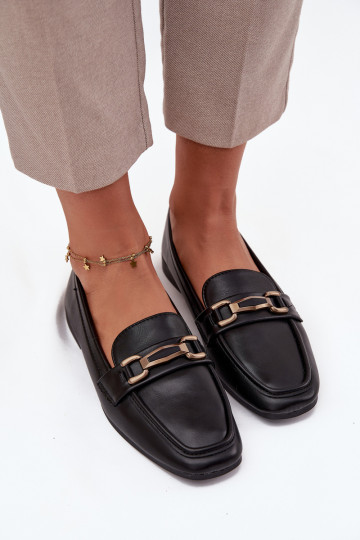 Damenmokassins mit Ornamenten in Schwarz "Priscelle"