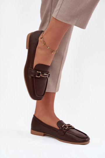 Schuhe Mokassins Feminin mit Ornamenten braune Farbe Priscelle