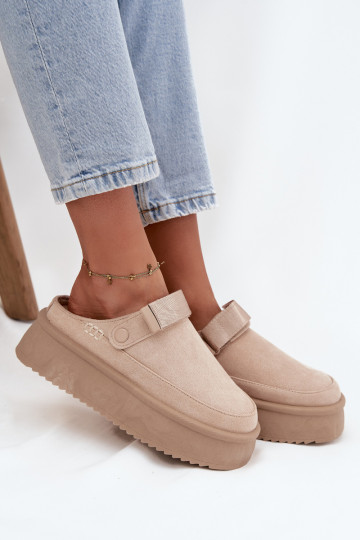 Schneestiefel Feminin mit einer Plattformmit Klebeverschlussem elfenbeinfarbe Jorielle