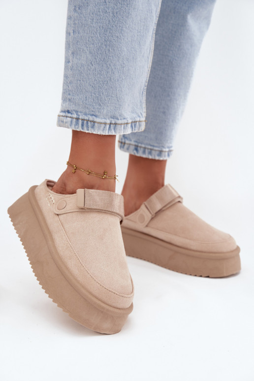 Schneestiefel Feminin mit einer Plattformmit Klebeverschlussem elfenbeinfarbe Jorielle