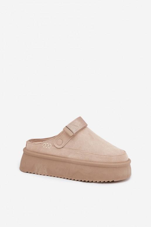 Schneestiefel Feminin mit einer Plattformmit Klebeverschlussem elfenbeinfarbe Jorielle