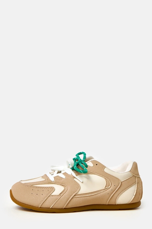 Beige Sportschuhe mit doppelten... Beige Sportschuhe mit doppelten...