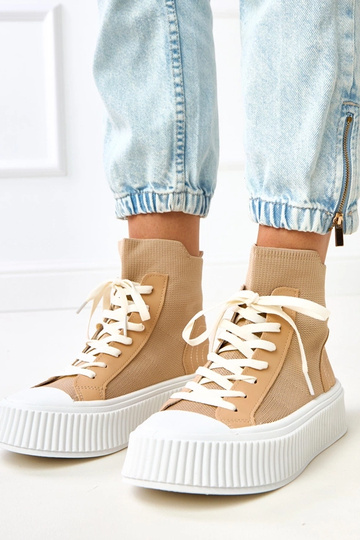 Braune Slip-On Sneakers im Sockendesign Perkins