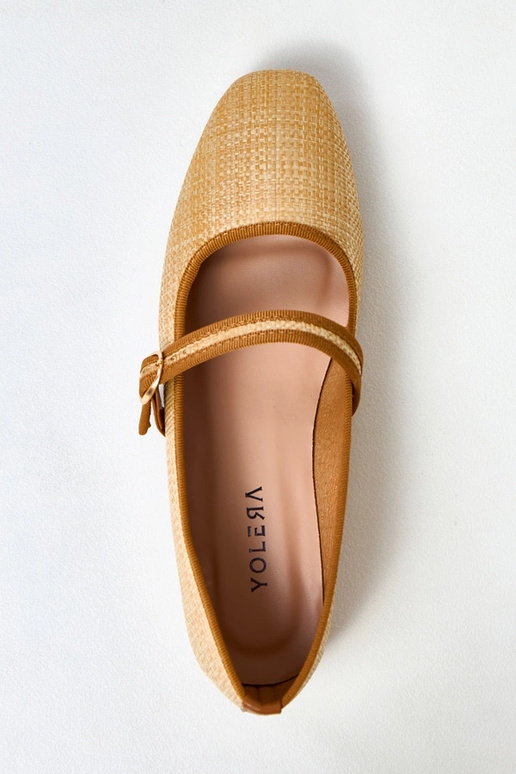 Braune geflochtene Ballerinas mit...