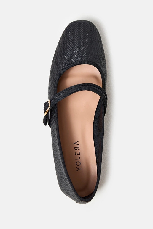 Schwarze geflochtene Ballerinas mit...