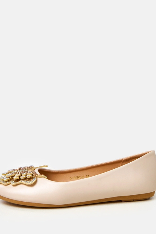 Sandfarbene Ballerinas mit...