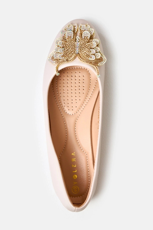 Sandfarbene Ballerinas mit...