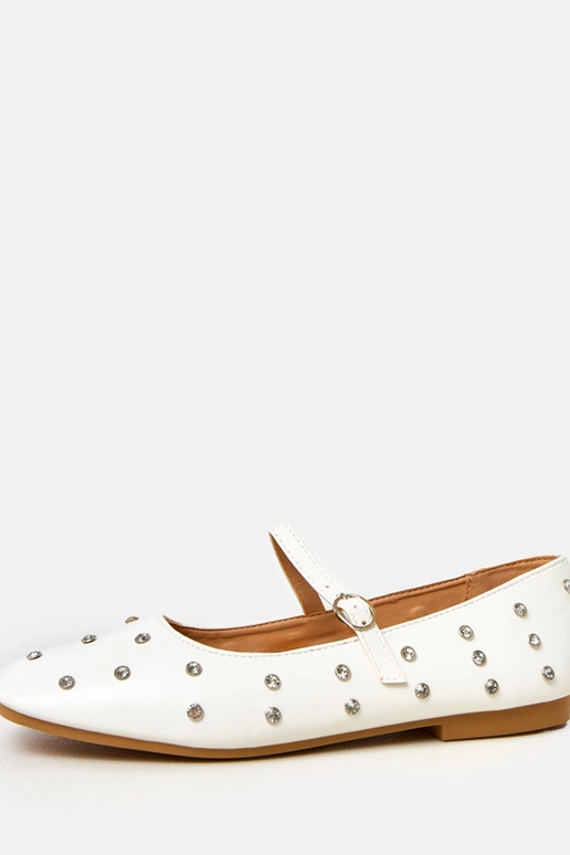 Weiße Ballerinas mit Kristallen, Heidi Weiße Ballerinas mit Kristallen, Heidi