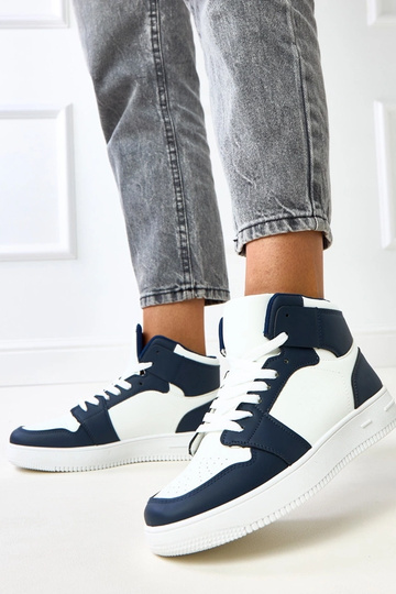 Hohe weiße dunkelblaue Sneakers mit Plattform Olsen 2