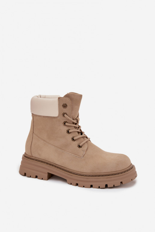 Schuhe Feminin mit Schnürsenkeln Beige Norena Schuhe Feminin mit Schnürsenkeln Beige Norena