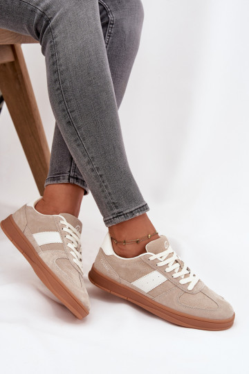 aus INildleder Sneakers Stilvollllschuhe Feminin Vinceza 14029 Beige