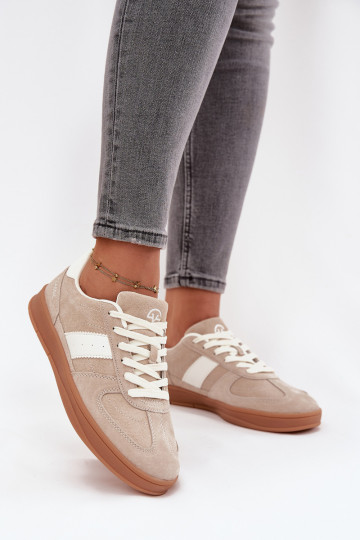 aus INildleder Sneakers Stilvollllschuhe Feminin Vinceza 14029 Beige 2