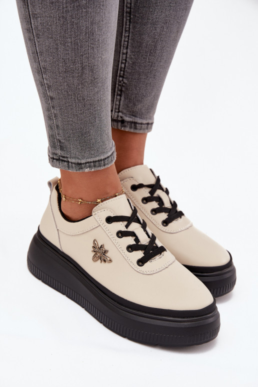 Haut Schuhe Feminin mit einer PlattformPrzypinką Vinceza 41495 Beige Haut Schuhe Feminin mit einer PlattformPrzypinką Vinceza 41495 Beige