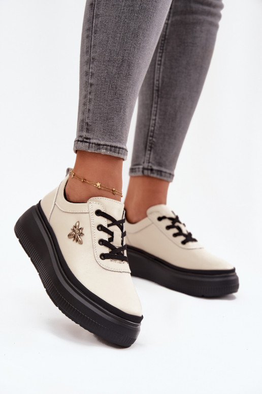 Haut Schuhe Feminin mit einer PlattformPrzypinką Vinceza 41495 Beige Haut Schuhe Feminin mit einer PlattformPrzypinką Vinceza 41495 Beige