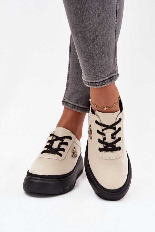 Haut Schuhe Feminin mit einer PlattformPrzypinką Vinceza 41495 Beige Haut Schuhe Feminin mit einer PlattformPrzypinką Vinceza 41495 Beige