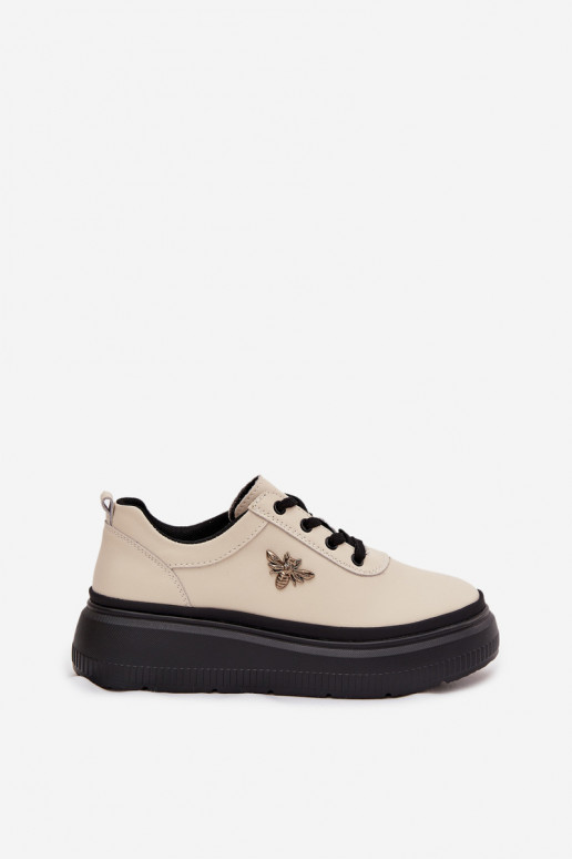 Haut Schuhe Feminin mit einer PlattformPrzypinką Vinceza 41495 Beige Haut Schuhe Feminin mit einer PlattformPrzypinką Vinceza 41495 Beige