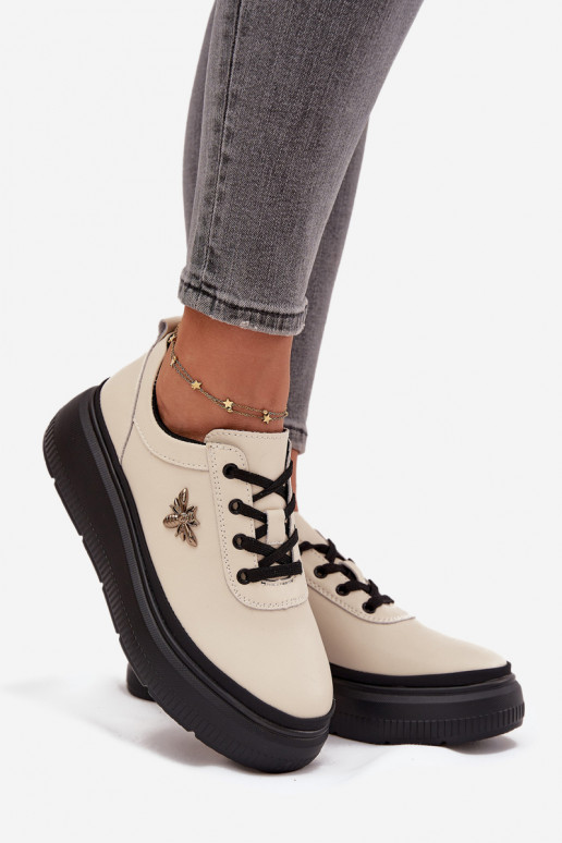 Haut Schuhe Feminin mit einer PlattformPrzypinką Vinceza 41495 Beige Haut Schuhe Feminin mit einer PlattformPrzypinką Vinceza 41495 Beige