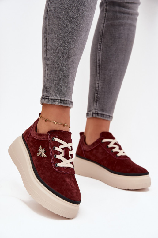 aus INildleder Schuhe Feminin mit einer PlattformPrzypinką Vinceza 41495 Burgund aus INildleder Schuhe Feminin mit einer PlattformPrzypinką Vinceza 41495 Burgund