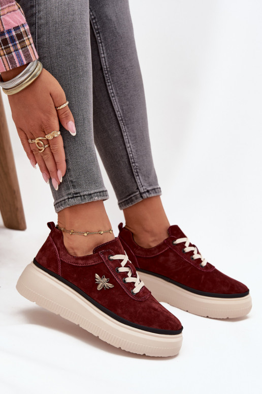 aus INildleder Schuhe Feminin mit einer PlattformPrzypinką Vinceza 41495 Burgund aus INildleder Schuhe Feminin mit einer PlattformPrzypinką Vinceza 41495 Burgund