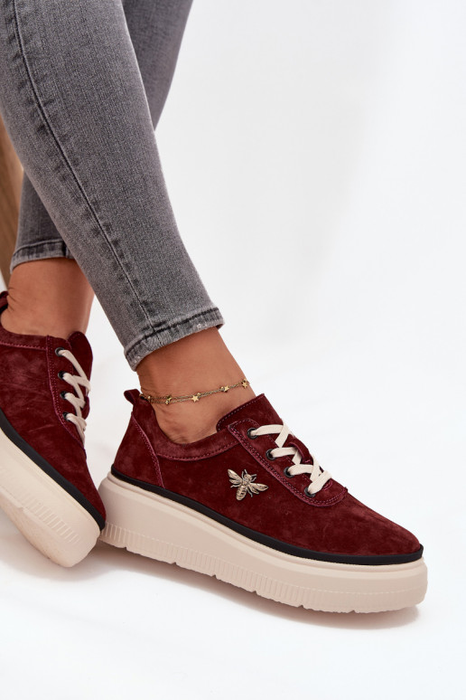 aus INildleder Schuhe Feminin mit einer PlattformPrzypinką Vinceza 41495 Burgund aus INildleder Schuhe Feminin mit einer PlattformPrzypinką Vinceza 41495 Burgund