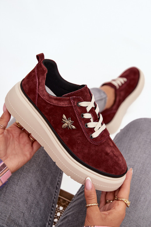 aus INildleder Schuhe Feminin mit einer PlattformPrzypinką Vinceza 41495 Burgund aus INildleder Schuhe Feminin mit einer PlattformPrzypinką Vinceza 41495 Burgund