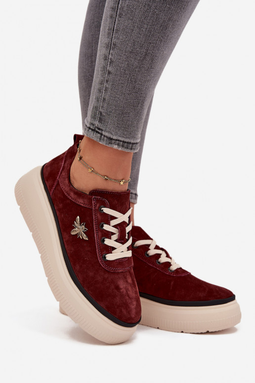 aus INildleder Schuhe Feminin mit einer PlattformPrzypinką Vinceza 41495 Burgund aus INildleder Schuhe Feminin mit einer PlattformPrzypinką Vinceza 41495 Burgund
